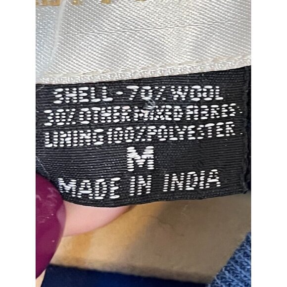 Vintage Wool Plaid Jacket M Blue Checks Retro Academia Resort Classic Bomber 80s - Picture 3 of 15